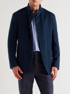 Nehru-Collar Cashmere Jacket